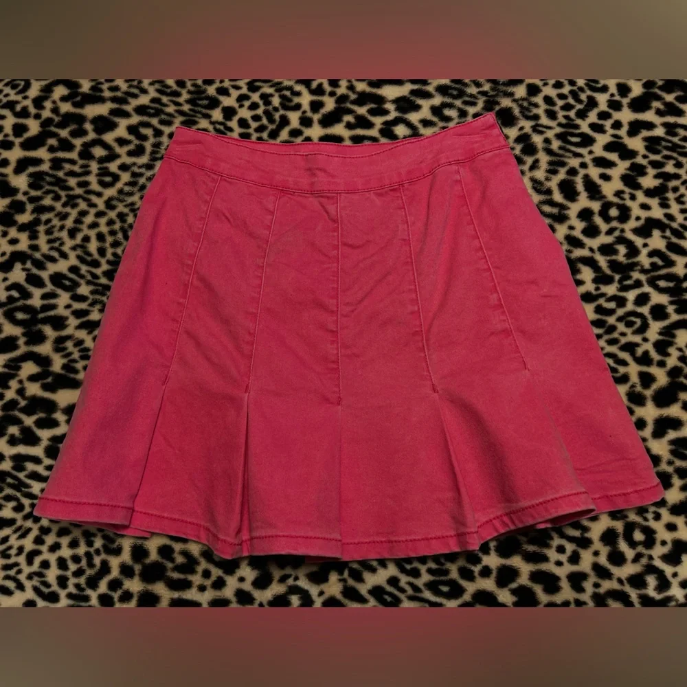 High Waist Pink Pleated Midi Skirt with Zipper Y2K softcore Kawaii Size 7 - Picture 1 of 3